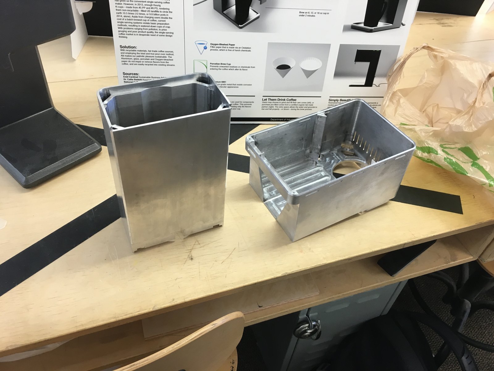  CNC'd Aluminium body pieces. We originally proposed a 